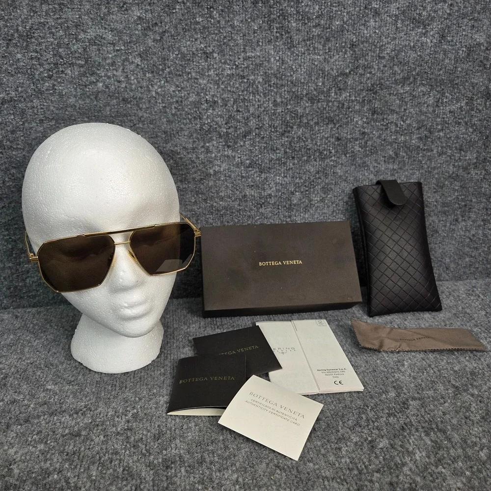 Bottega Veneta Square Sunglasses BV1012S 003 Gold 60 13 145 Made in Italy